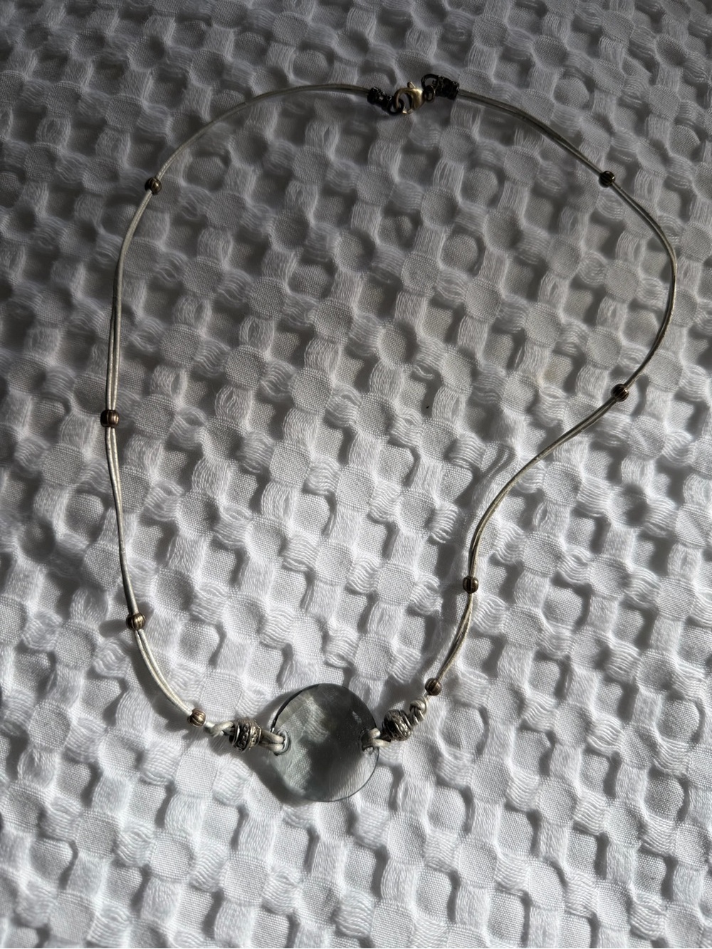 Sterling Silver Grey Disc Necklace - Women Jewelry